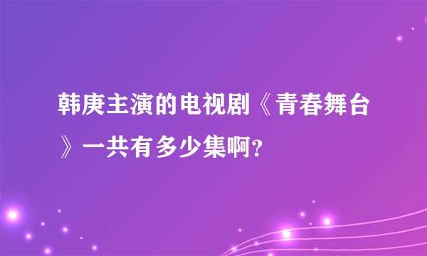 韩庚主演的电视剧《青春舞台》一共有多少集啊？