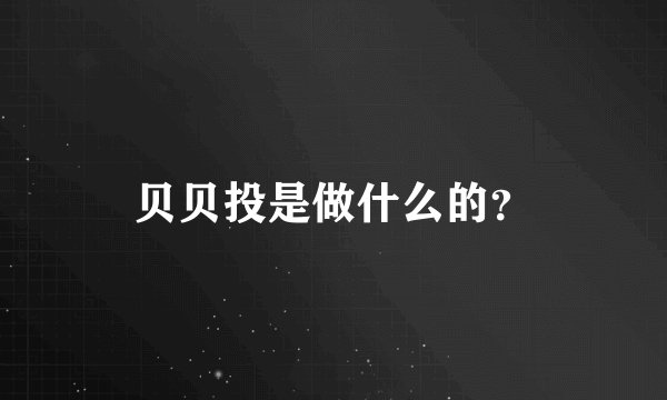 贝贝投是做什么的？