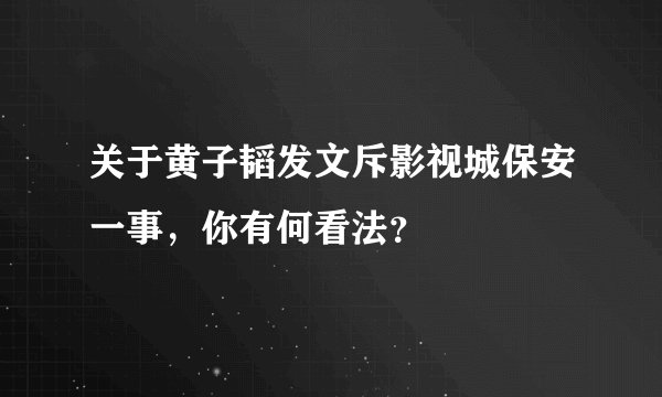 关于黄子韬发文斥影视城保安一事，你有何看法？
