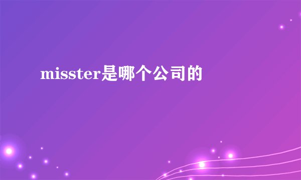 misster是哪个公司的