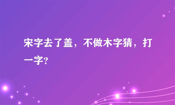 宋字去了盖，不做木字猜，打一字？