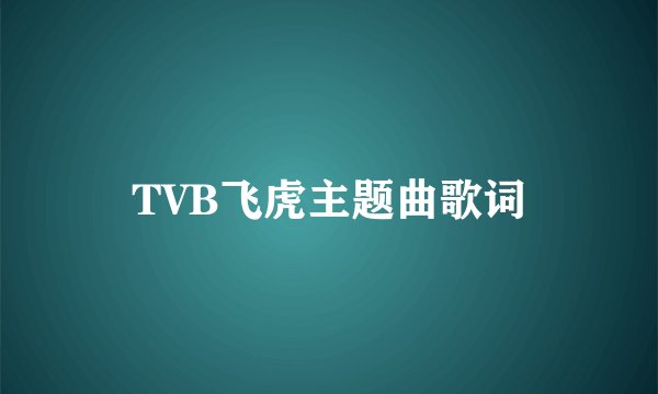 TVB飞虎主题曲歌词