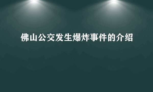 佛山公交发生爆炸事件的介绍