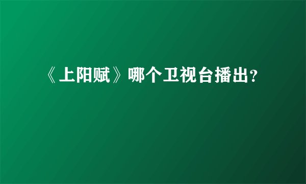 《上阳赋》哪个卫视台播出？