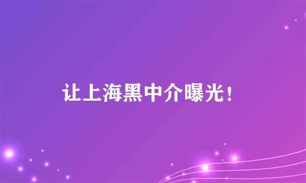 让上海黑中介曝光！