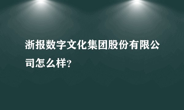浙报数字文化集团股份有限公司怎么样？