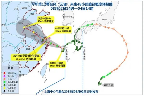 台风云雀什么时候登陆江浙？