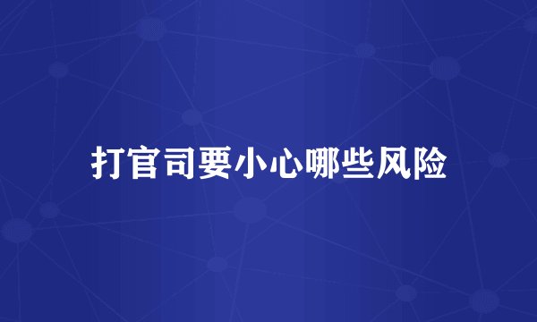 打官司要小心哪些风险