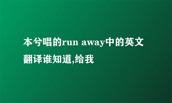 本兮唱的run away中的英文翻译谁知道,给我