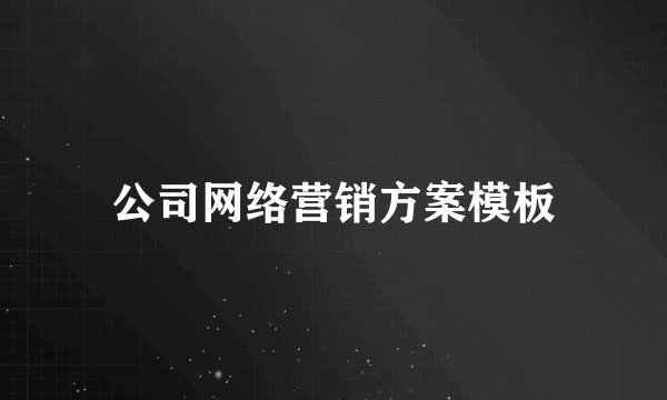 公司网络营销方案模板