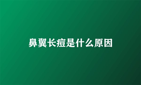鼻翼长痘是什么原因