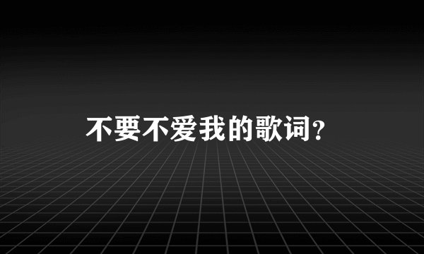 不要不爱我的歌词？