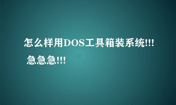 怎么样用DOS工具箱装系统!!! 急急急!!!