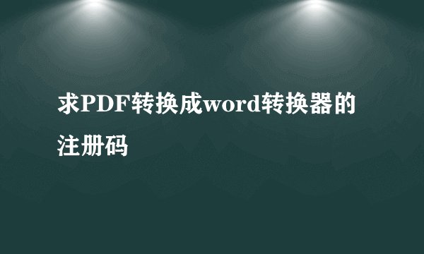 求PDF转换成word转换器的注册码