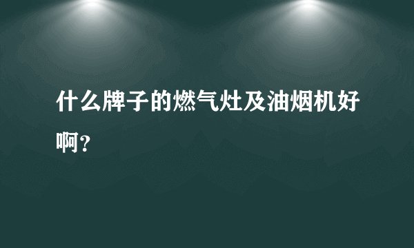 什么牌子的燃气灶及油烟机好啊?