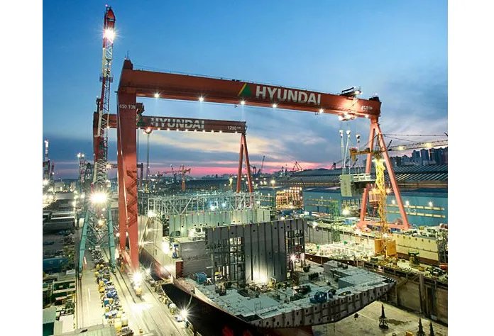 全球十大造船集团 韩国现代重工位列榜首，年收高达百亿美金