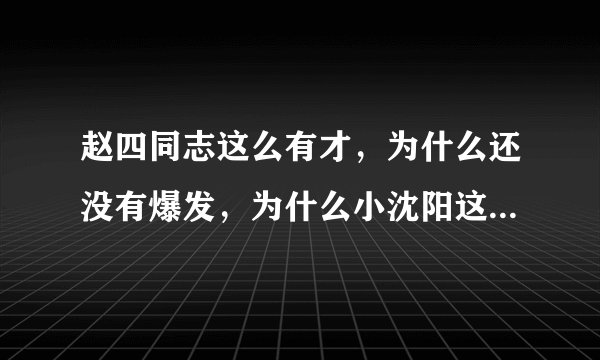赵四同志这么有才,为什么还没有爆发,为什么小沈阳这样的还能火这么久!力挺赵四