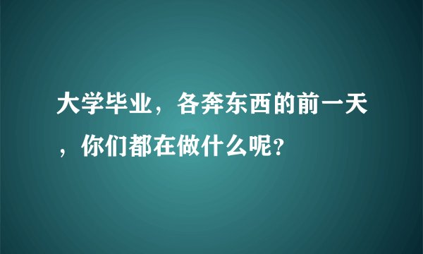大学毕业，各奔东西的前一天，你们都在做什么呢？