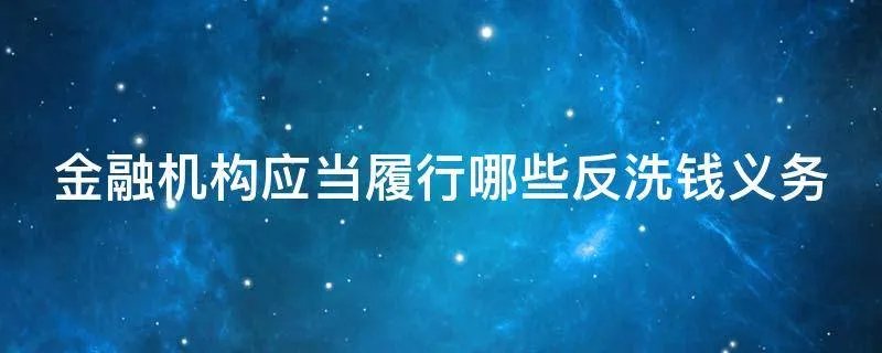 金融机构应当履行哪些反洗钱义务