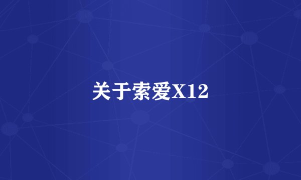 关于索爱X12
