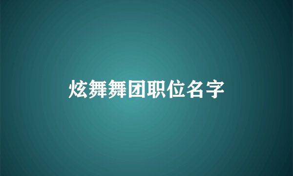 炫舞舞团职位名字
