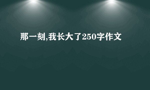那一刻,我长大了250字作文
