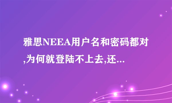 雅思NEEA用户名和密码都对,为何就登陆不上去,还是说用户名和密码错误呢?