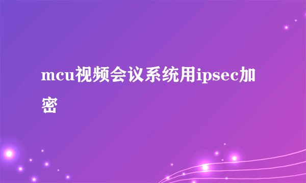 mcu视频会议系统用ipsec加密
