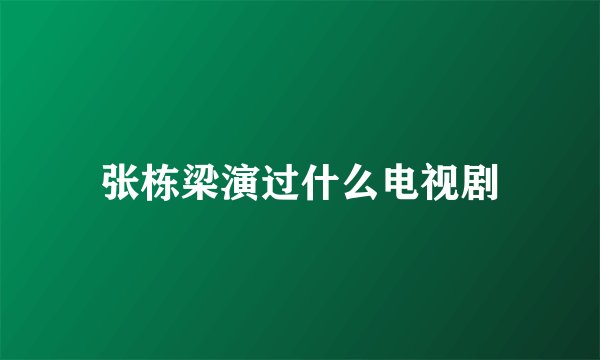 张栋梁演过什么电视剧