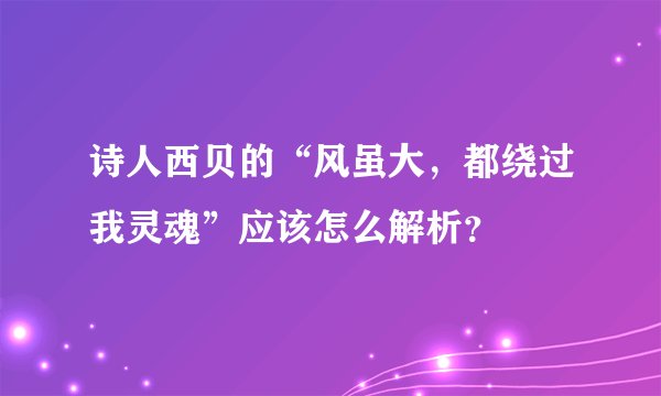 诗人西贝的“风虽大,都绕过我灵魂”应该怎么解析?