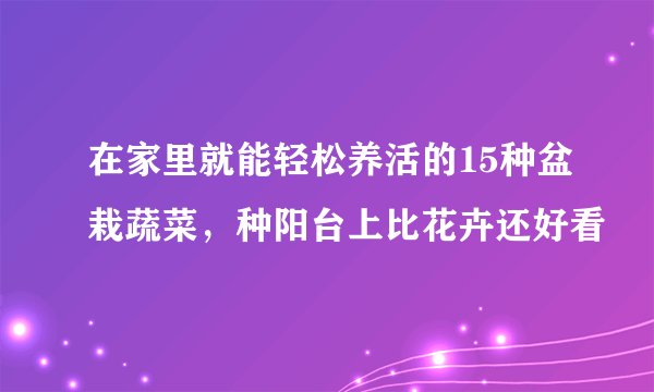 在家里就能轻松养活的15种盆栽蔬菜，种阳台上比花卉还好看