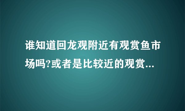 谁知道回龙观附近有观赏鱼市场吗?或者是比较近的观赏鱼市场？谢谢啦？