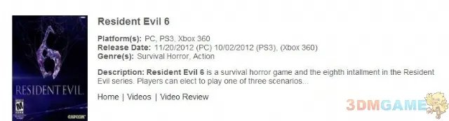 外媒曝光《生化危机6》PC版发售日 11月20日面市