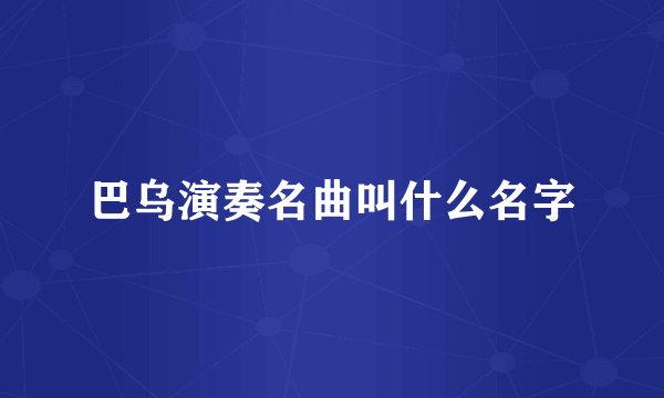 巴乌演奏名曲叫什么名字