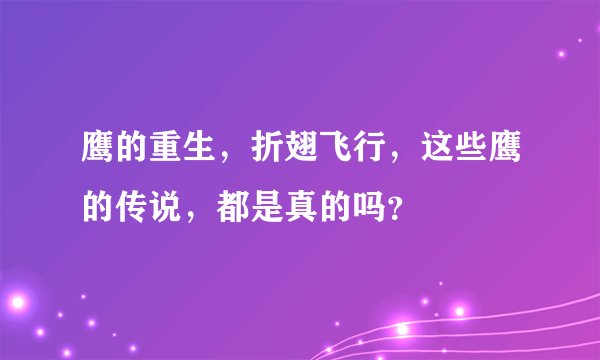 鹰的重生，折翅飞行，这些鹰的传说，都是真的吗？