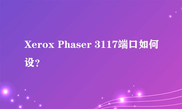 Xerox Phaser 3117端口如何设？