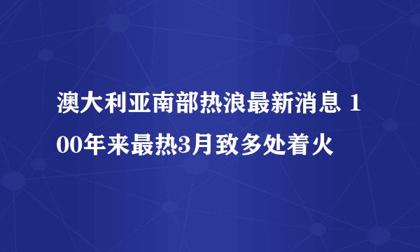 澳大利亚南部热浪最新消息 100年来最热3月致多处着火