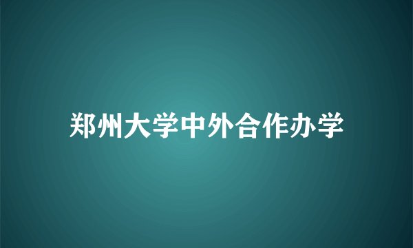 郑州大学中外合作办学