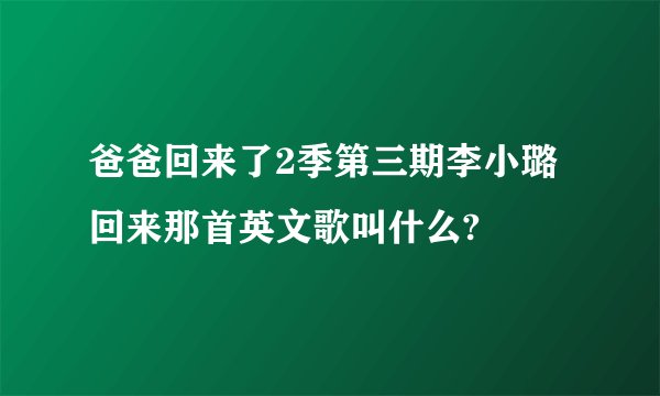 爸爸回来了2季第三期李小璐回来那首英文歌叫什么?
