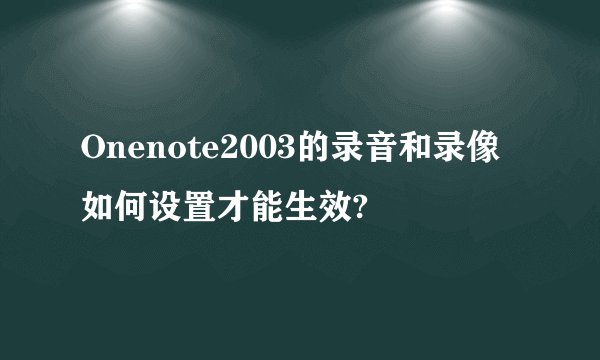 Onenote2003的录音和录像如何设置才能生效?