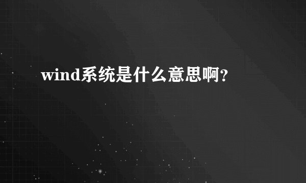 wind系统是什么意思啊?