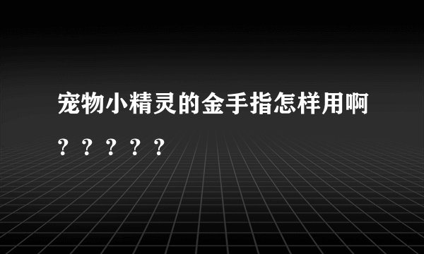 宠物小精灵的金手指怎样用啊？？？？？