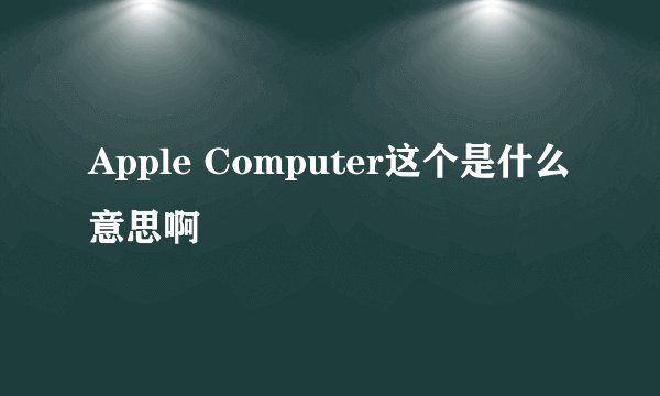 Apple Computer这个是什么意思啊