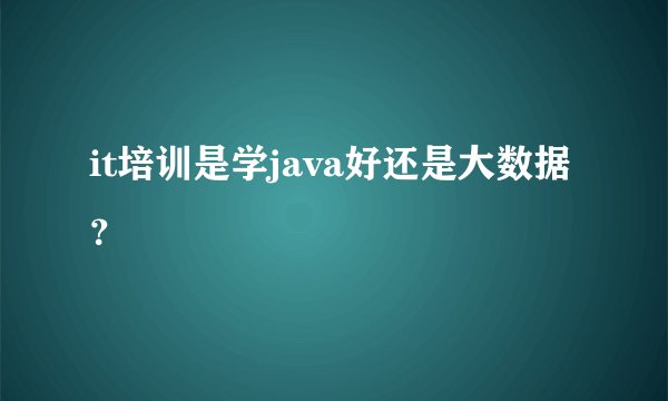 it培训是学java好还是大数据？