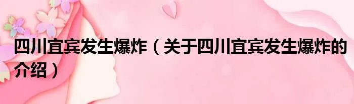四川宜宾发生爆炸（关于四川宜宾发生爆炸的介绍）