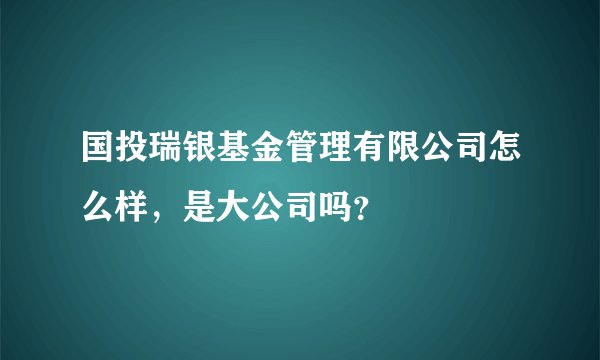 国投瑞银基金管理有限公司怎么样，是大公司吗？
