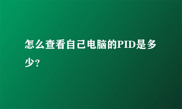 怎么查看自己电脑的PID是多少？