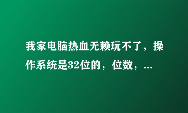我家电脑热血无赖玩不了，操作系统是32位的，位数，为什么不能玩