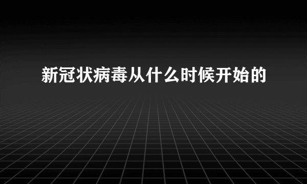 新冠状病毒从什么时候开始的
