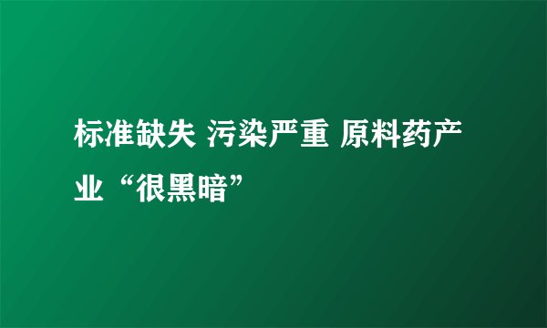 标准缺失 污染严重 原料药产业“很黑暗”